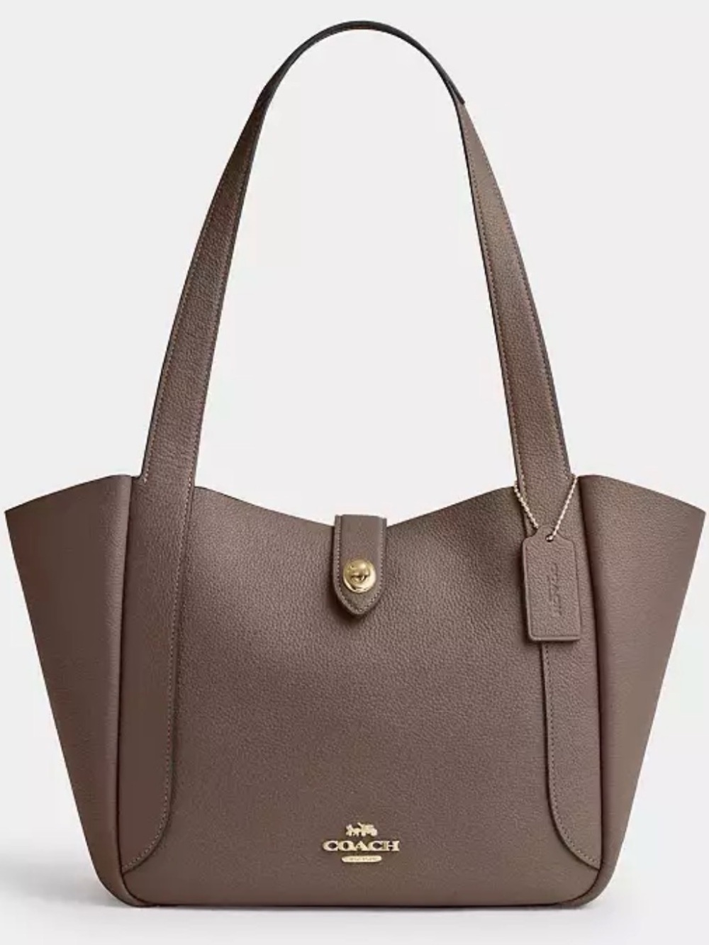 Hadley Turnlock Tote Coach Bag - Stone
